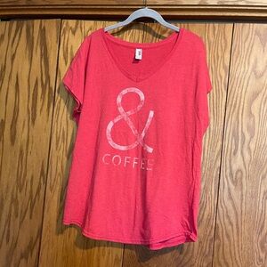 Red V-Neck Graphic Tee